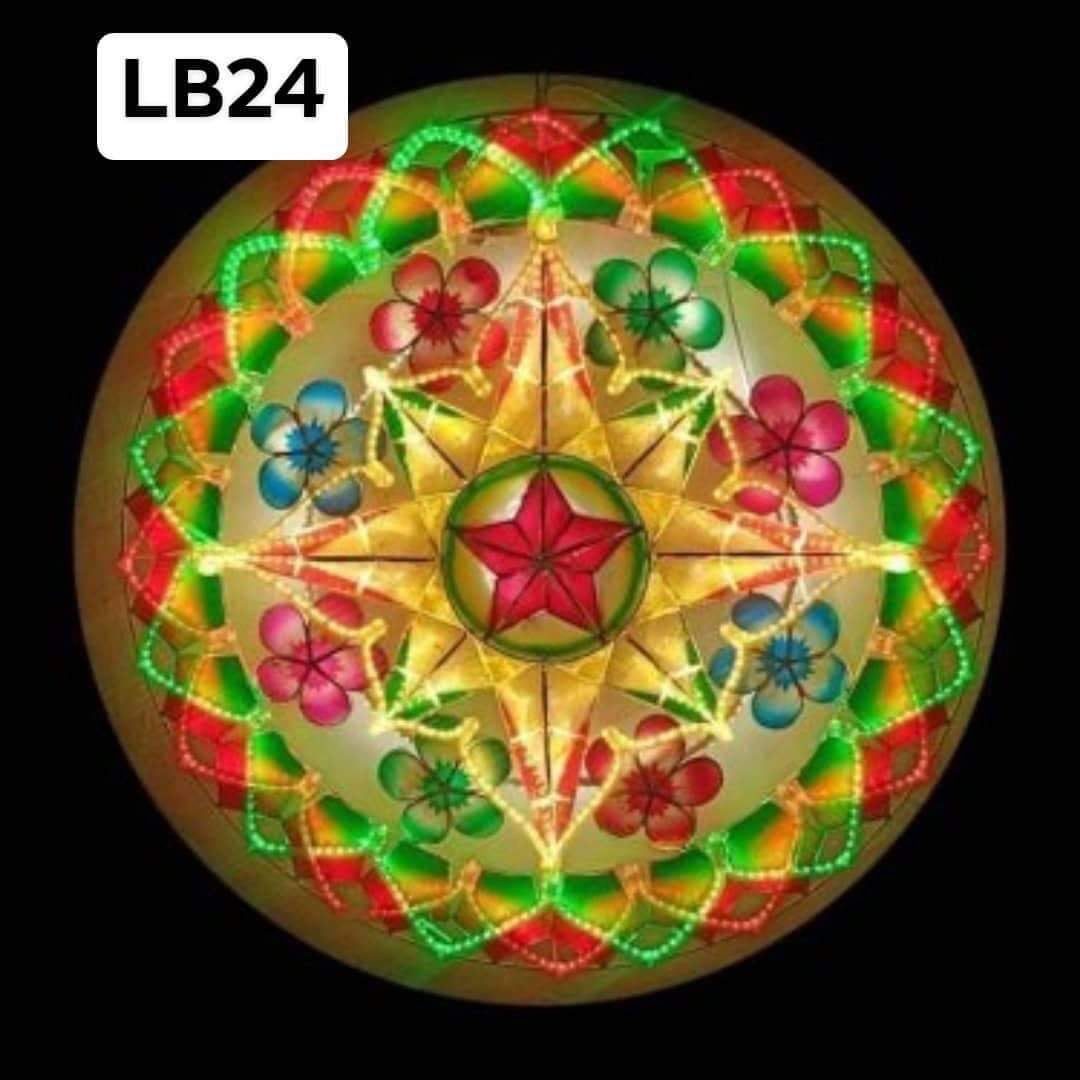 Christmas Parol / Lantern LB24 Red/Green/Gold LED lights (24 inches) 110v