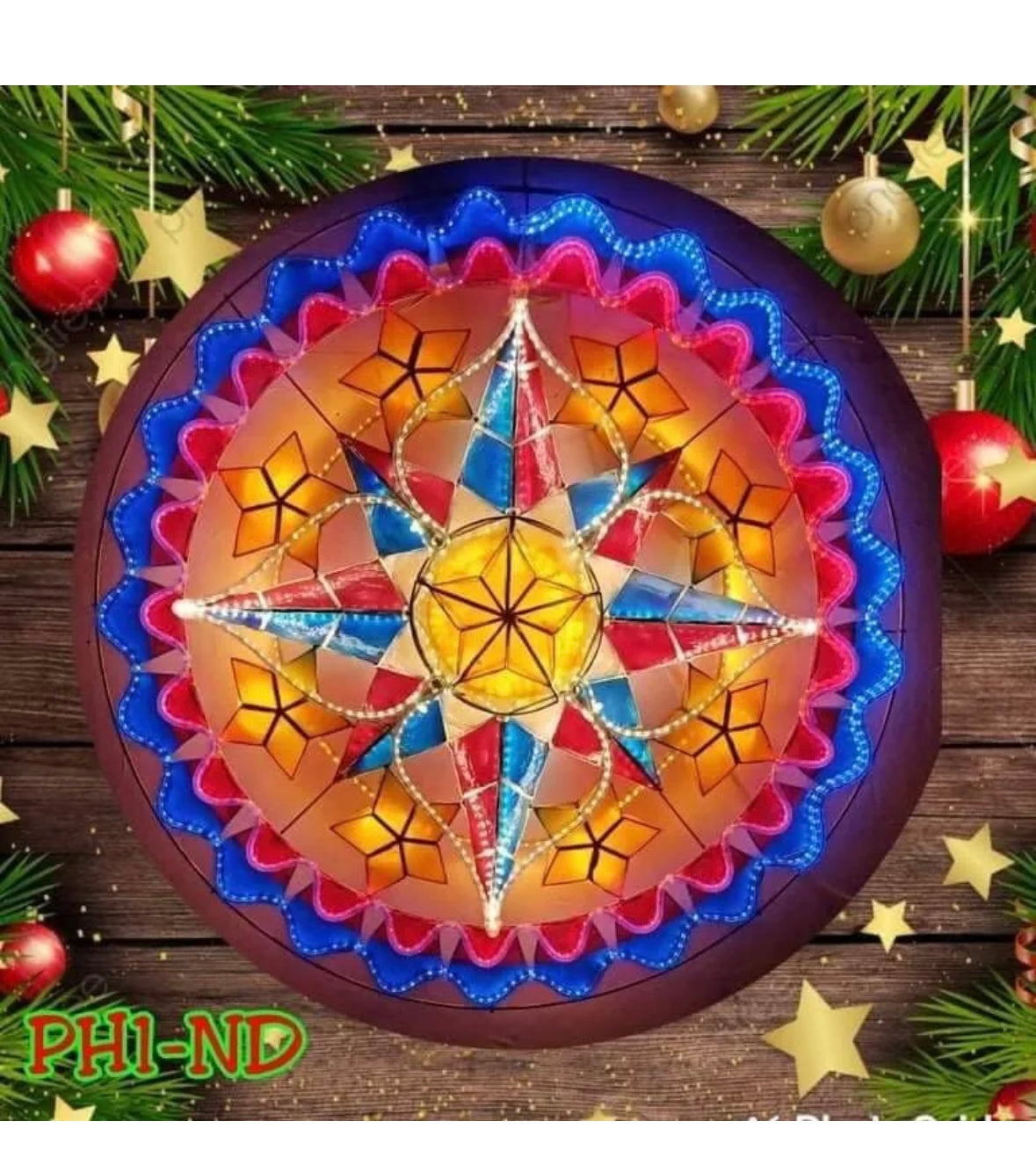 Christmas Parol / Lantern “Philippine Flag 1 ND” Inspired LED lights (24 inches) 110v
