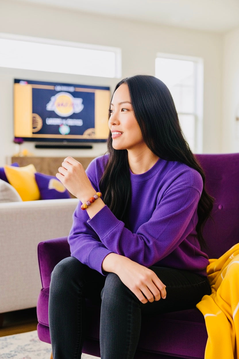 LA LAKERS Rhinestone Clay Bead Stretchable Bracelets Kobe Love πππππ