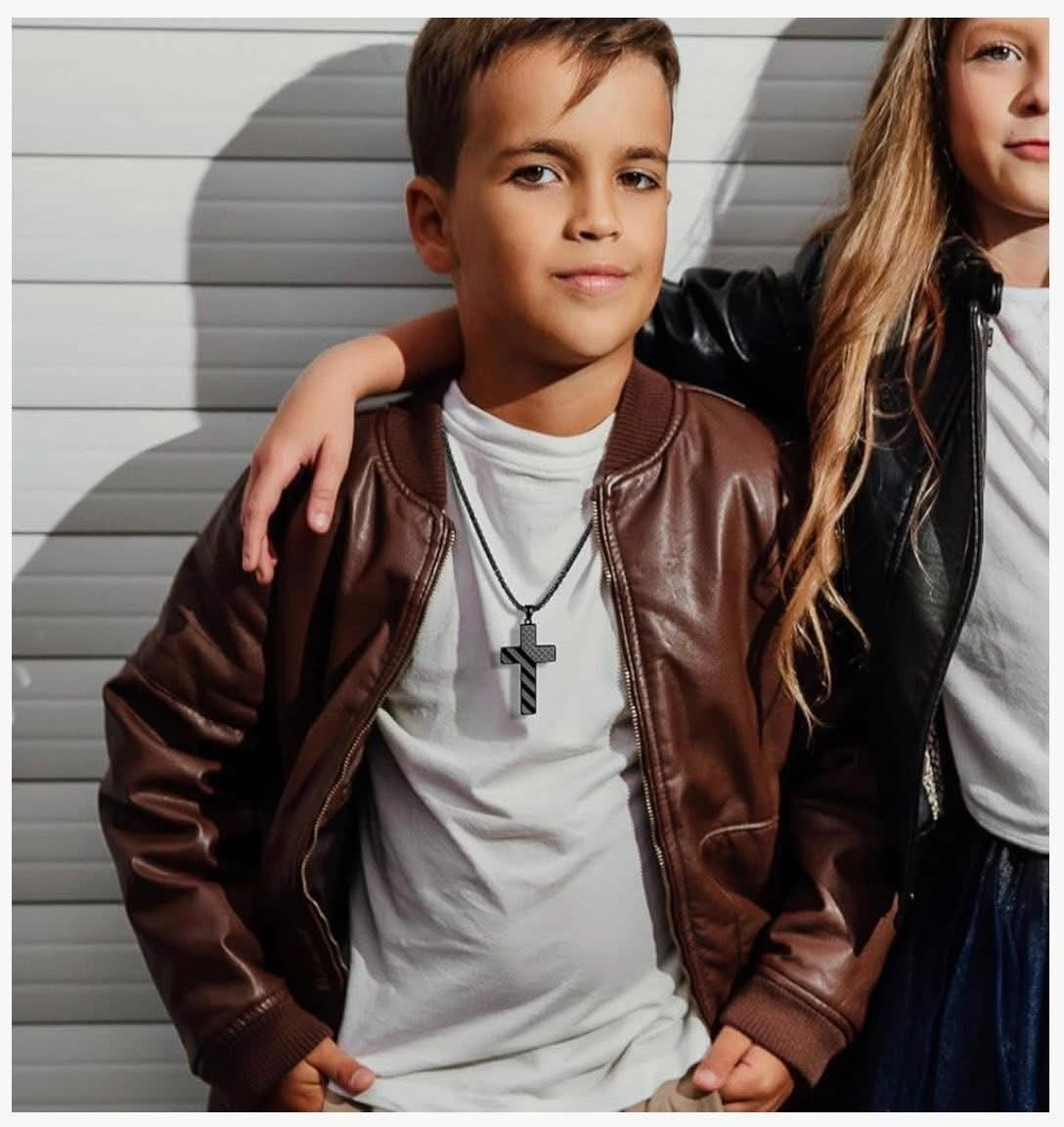 Chain w/ Cross engraved “Brave / Stronger”