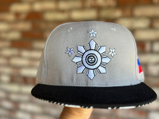 Filipino Represent 3 Stars & Sun Gray Snap Back Hat