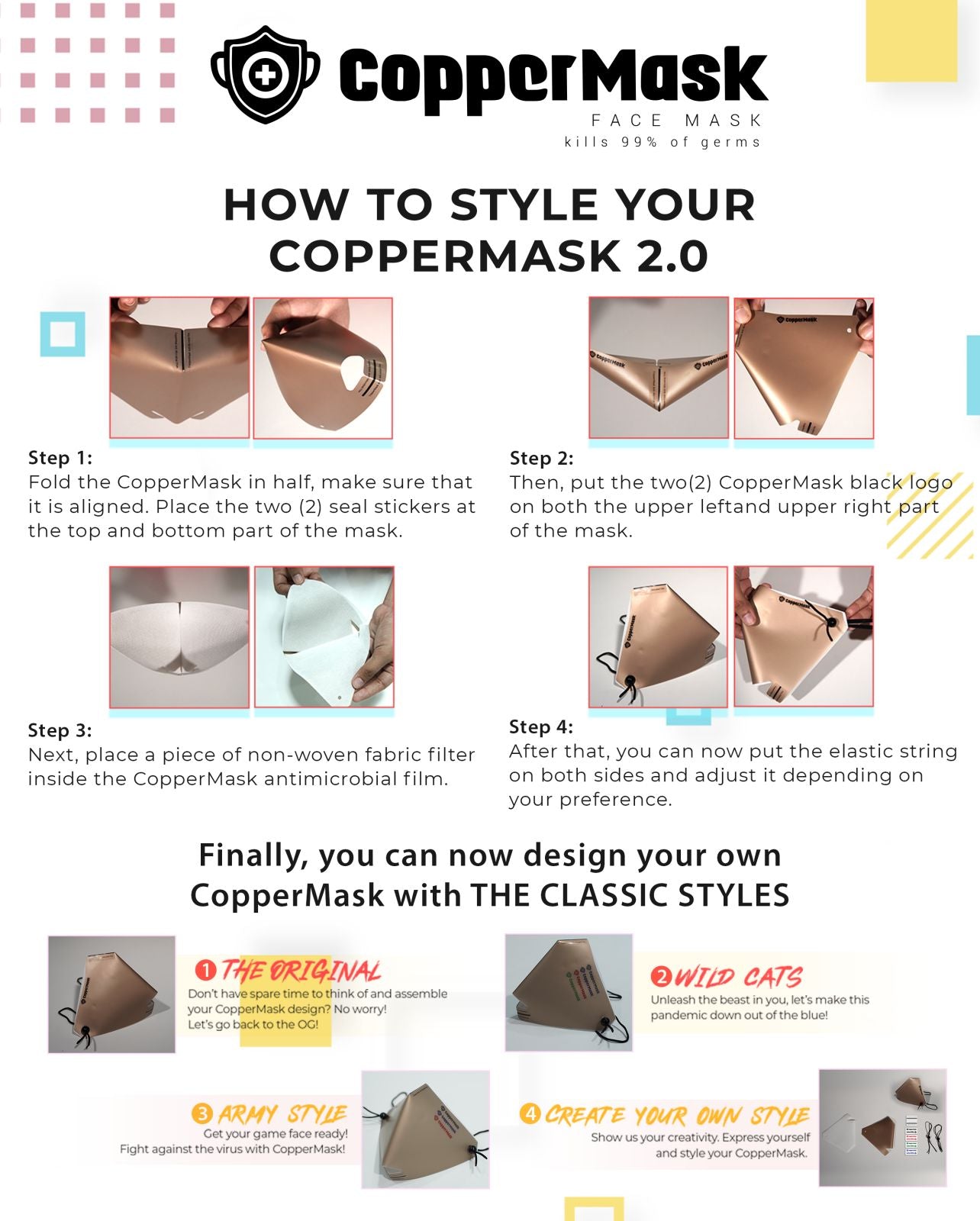 Copper Masks 2.0 | The Classiest, and Fashionable Protective Masks | Design Your Own and Washable