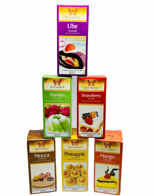 Butterfly Ube, Pandan, Mango, Pineapple, Strawberry and Mocha Flavors Set
