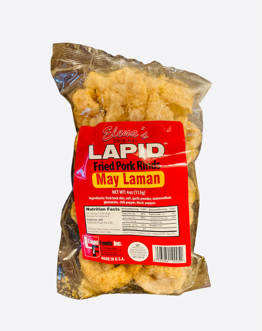 Elena's Lapid Fried Pork Rinds Chicharon May Laman 4oz