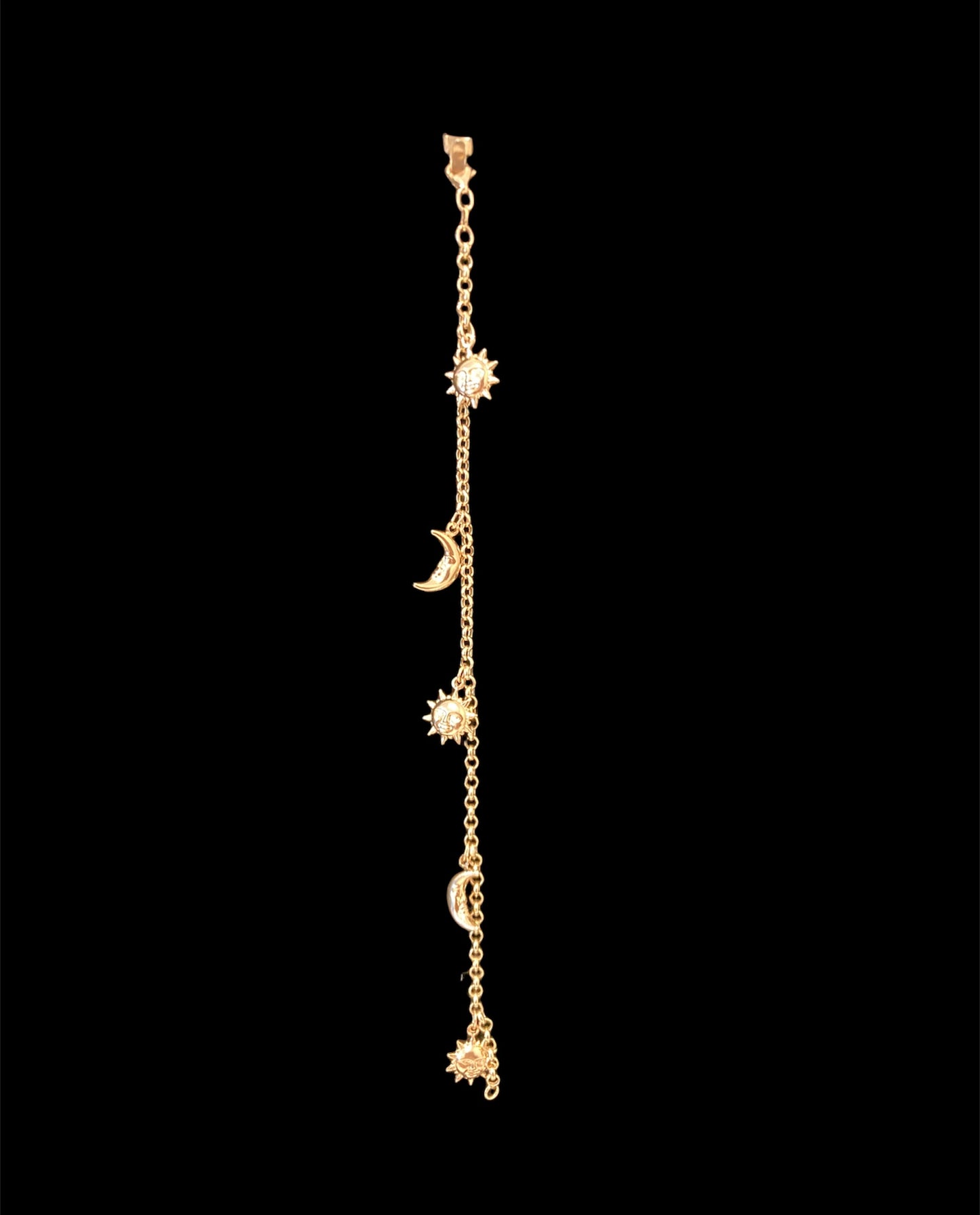 18K Charm Rolo Bracelet Sun & Moon Size 7.5