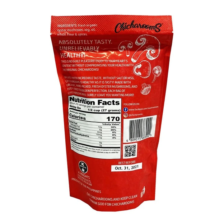 K-Knights Chicharooms Crispy Mushroom Chips Original Flavor 3.52oz