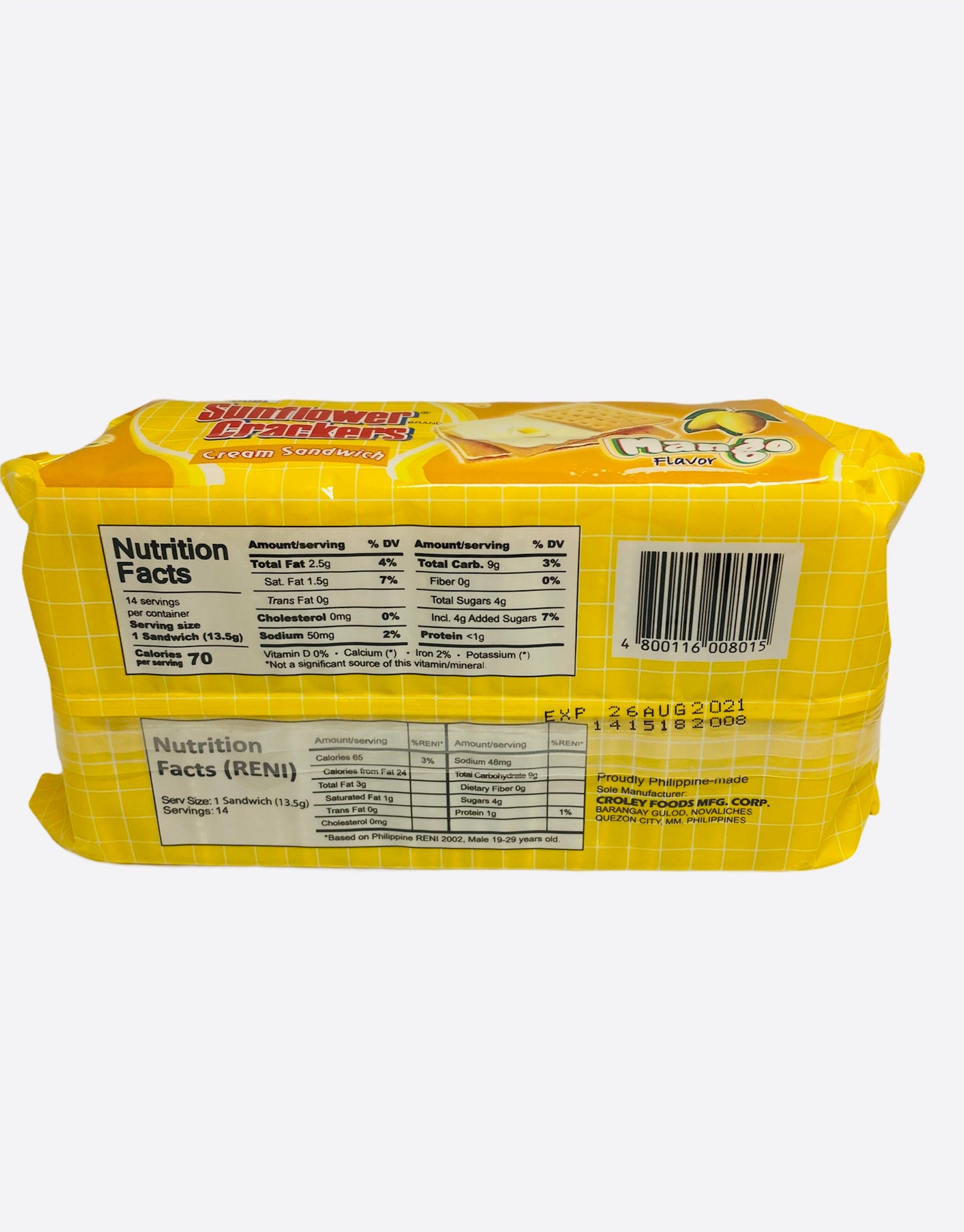 Sunflower Crackers Mango 190g