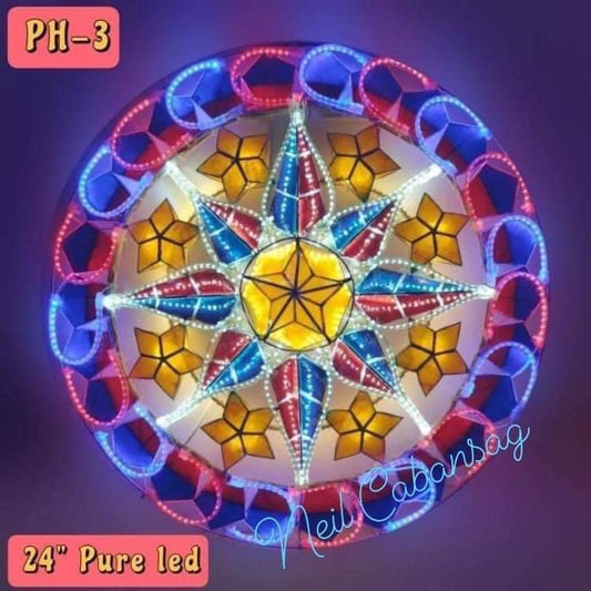 Christmas Parol / Lantern “Philippine Flag 3” Inspired LED lights (24 inches) 110v