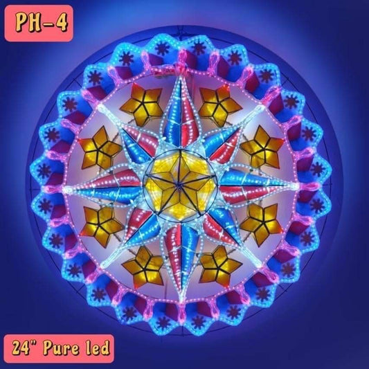 Christmas Parol / Lantern “Philippine Flag 4” Inspired LED lights (24 inches) 110v in