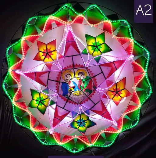Christmas Parol / Lantern A2 Red/Green LED lights (24 inches) 110v