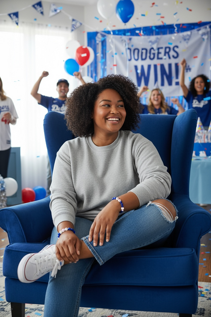 LA DODGERS Rhinestone Clay Bead Stretch Bracelet (Style 2) 💙💙💙🩶⚾️