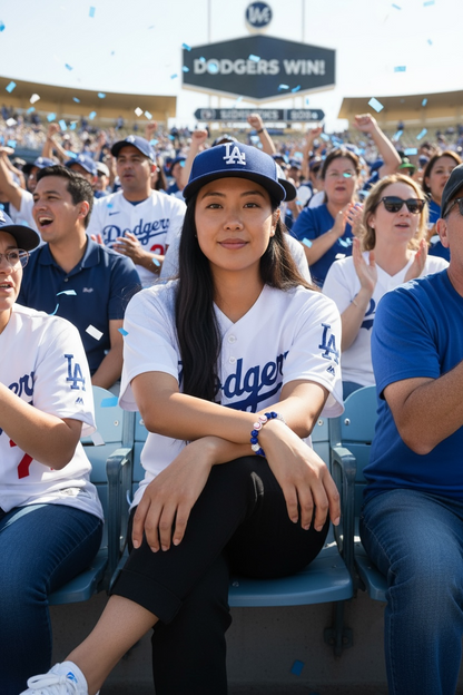 LA DODGERS Rhinestone Clay Bead Stretch Bracelet (Style 2) 💙💙💙🩶⚾️