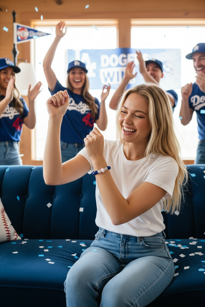 LA DODGERS Rhinestone Clay Bead Stretch Bracelet (Style 2) 💙💙💙🩶⚾️