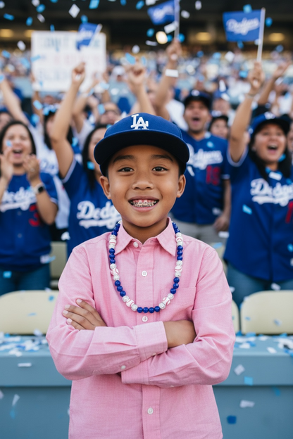 LA DODGERS Rhinestone Clay Bead Stretch Necklace (22 inches) 💙💙💙🩶⚾️