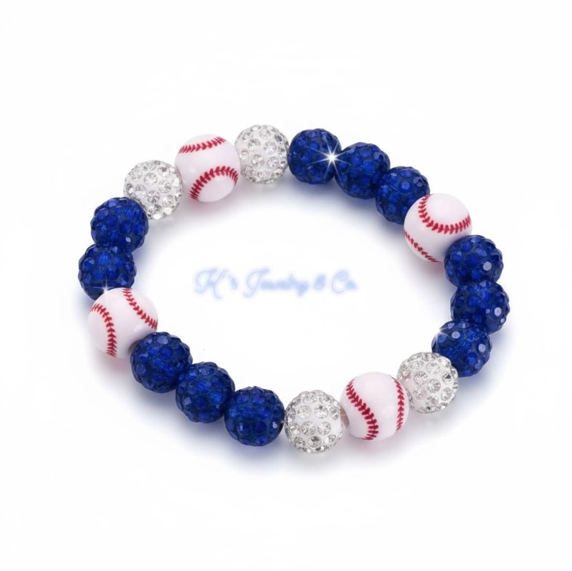 LA DODGERS Rhinestone Clay Bead Stretch Bracelet (Style 2) 💙💙💙🩶⚾️