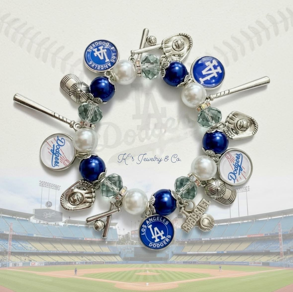 Los Angeles Dodgers World Series Charmed Bracelet 💙🤍⚾️🧢