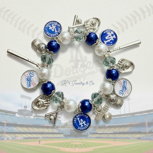 Los Angeles Dodgers World Series Charmed Bracelet 💙🤍⚾️🧢