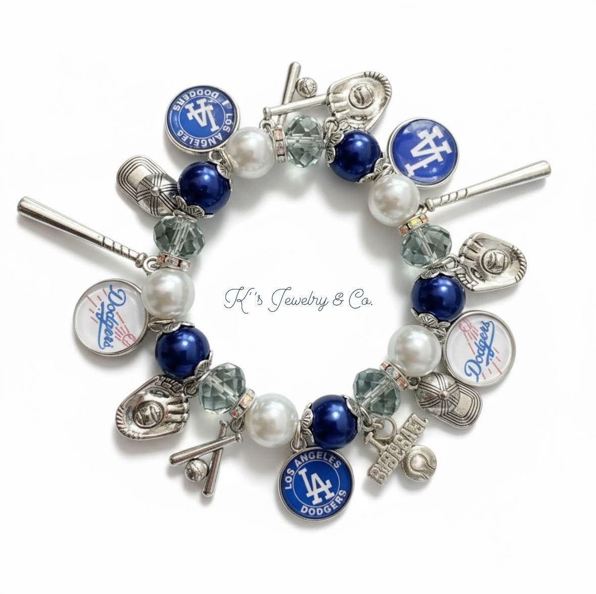 Los Angeles Dodgers World Series Charmed Bracelet 💙🤍⚾️🧢
