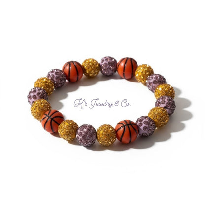 LA LAKERS Rhinestone Clay Bead Stretchable Bracelets Kobe Love 💜💛💜💛🏀
