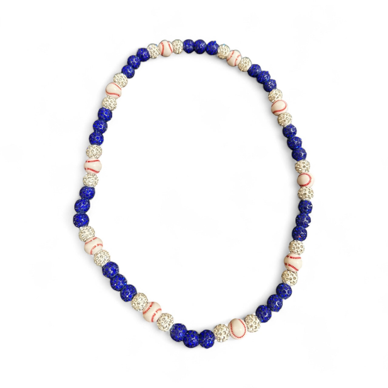LA DODGERS Rhinestone Clay Bead Stretch Necklace (22 inches) 💙💙💙🩶⚾️