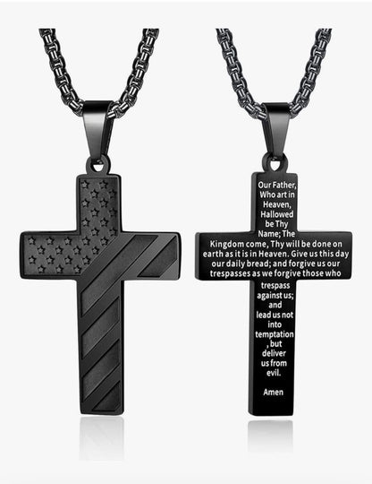Chain w/ Cross engraved “Our Father Prayer”