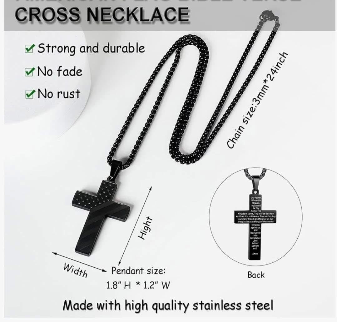 Chain w/ Cross engraved “Brave / Stronger”