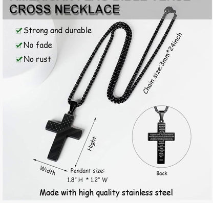 Chain w/ Cross engraved “Brave / Stronger”