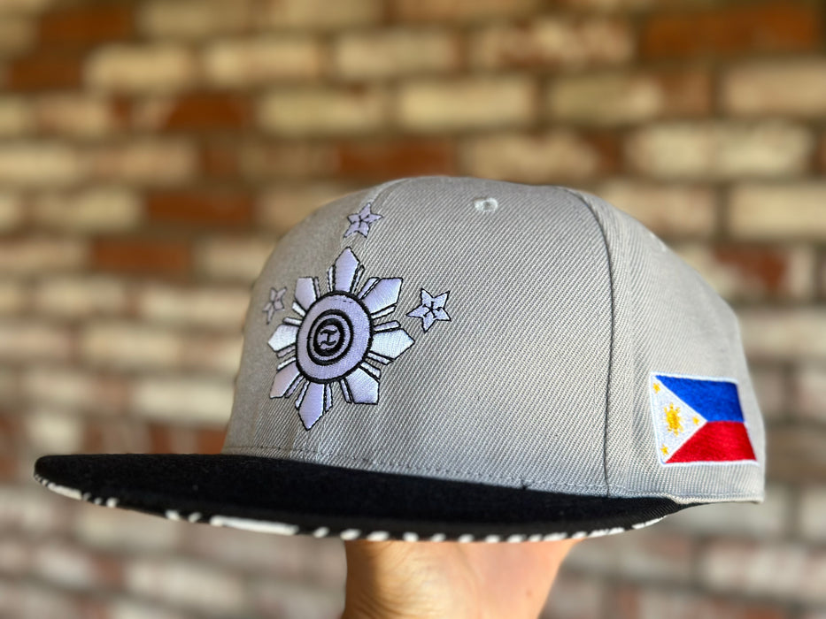 Filipino Represent 3 Stars & Sun Gray Snap Back Hat