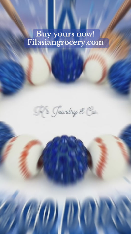 LA DODGERS Rhinestone Clay Bead Stretch Necklace (22 inches) 💙💙💙🩶⚾️