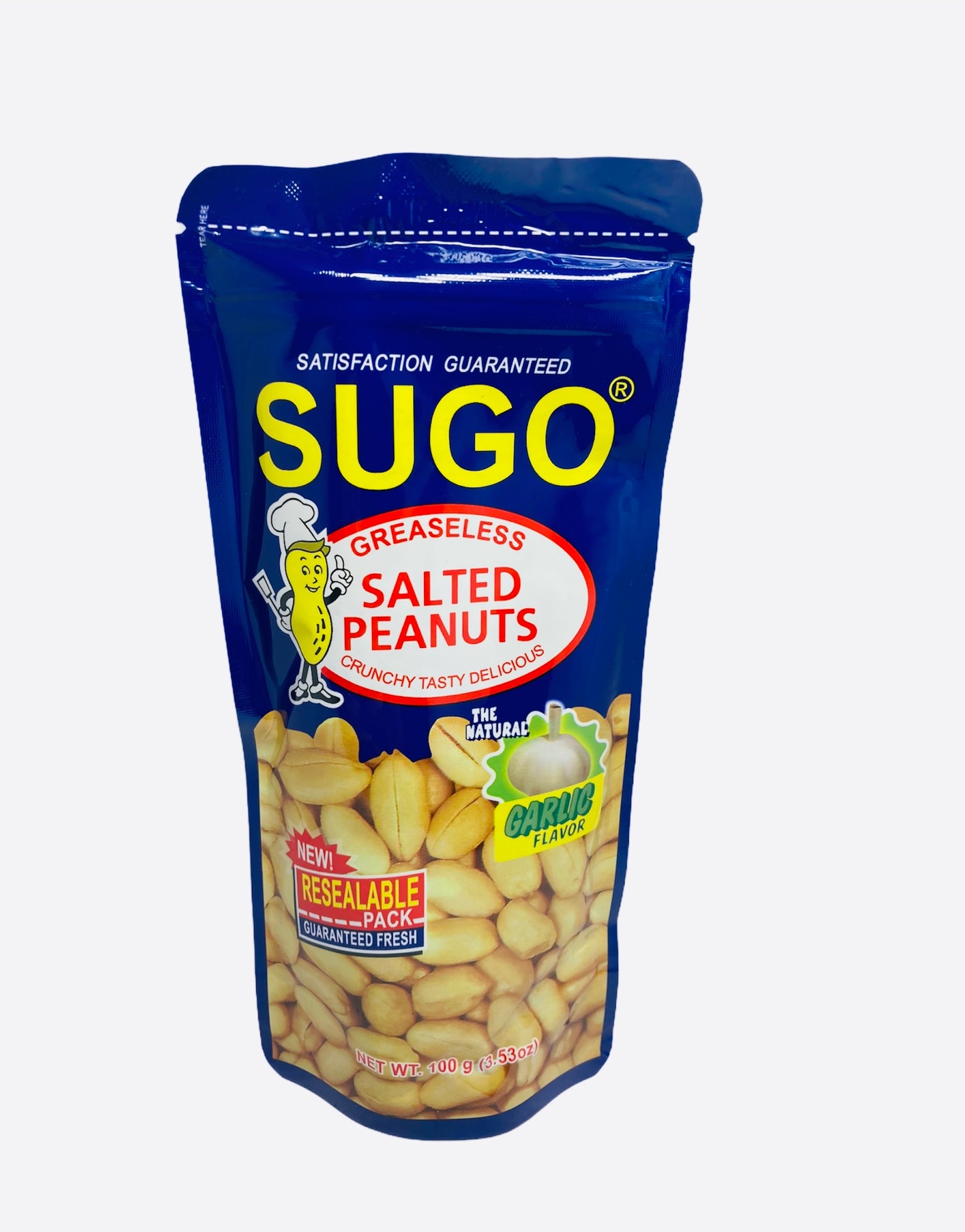 SUGO Greaseless Salted Peanuts 100g (Natural Garlic Flavor)